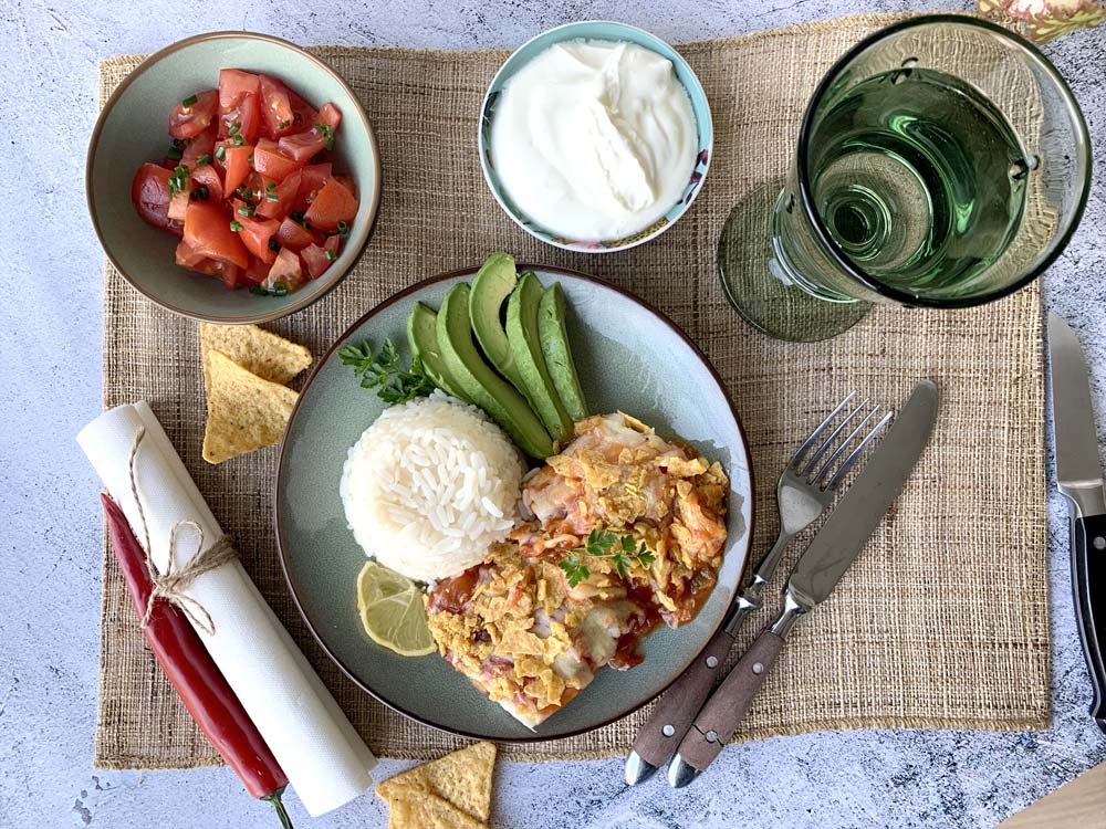 Mexican baked fish (Fisch auf mexikanische Art)