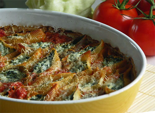 Jumbo Pasta Shells - gefüllte Muschelnudeln mit Spinat