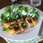 Salmon bacon skewers