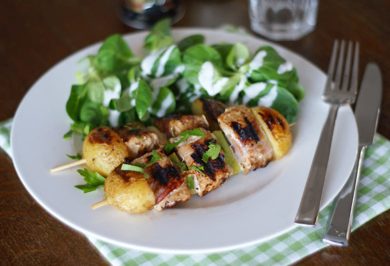 Salmon and Bacon Skewers (Lachsspieße mit Speck)