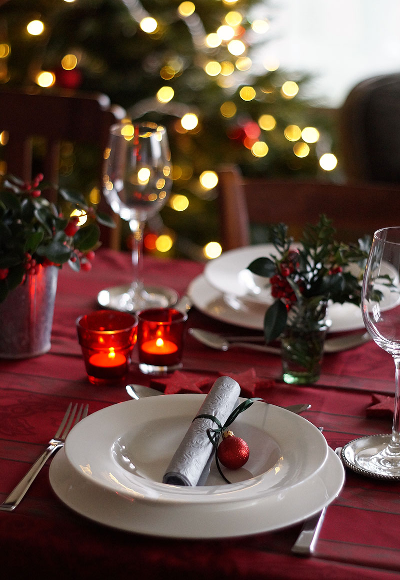 Tischdekoration für Weihnachten