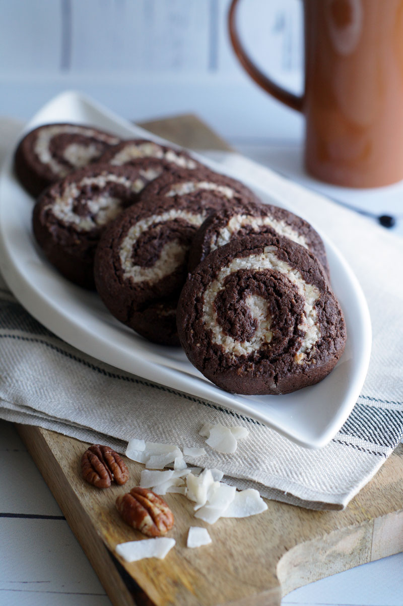 Chocolate Coconut Pinwheel Cookies (Schoko-Kokosnuss-Spiralen)