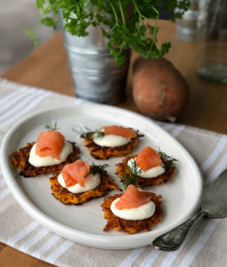 Sweet Potato Fritters with Lox (Süßkartoffelpuffer)