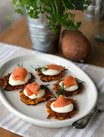 Süßkartoffelpuffer mit Lachs