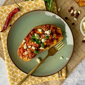 KochMeinRezept: Gebackene Süßkartoffeln mit Chili con Carne