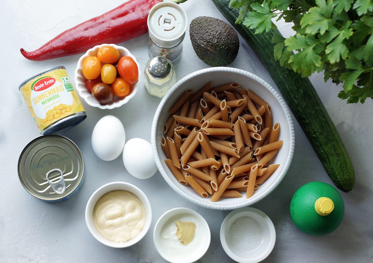 ZUtaten für den Tuna Pasta Salad