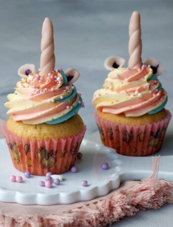 Amerikanisches Rezept für Unicorn Cupcakes, Einhorn-Törtchen