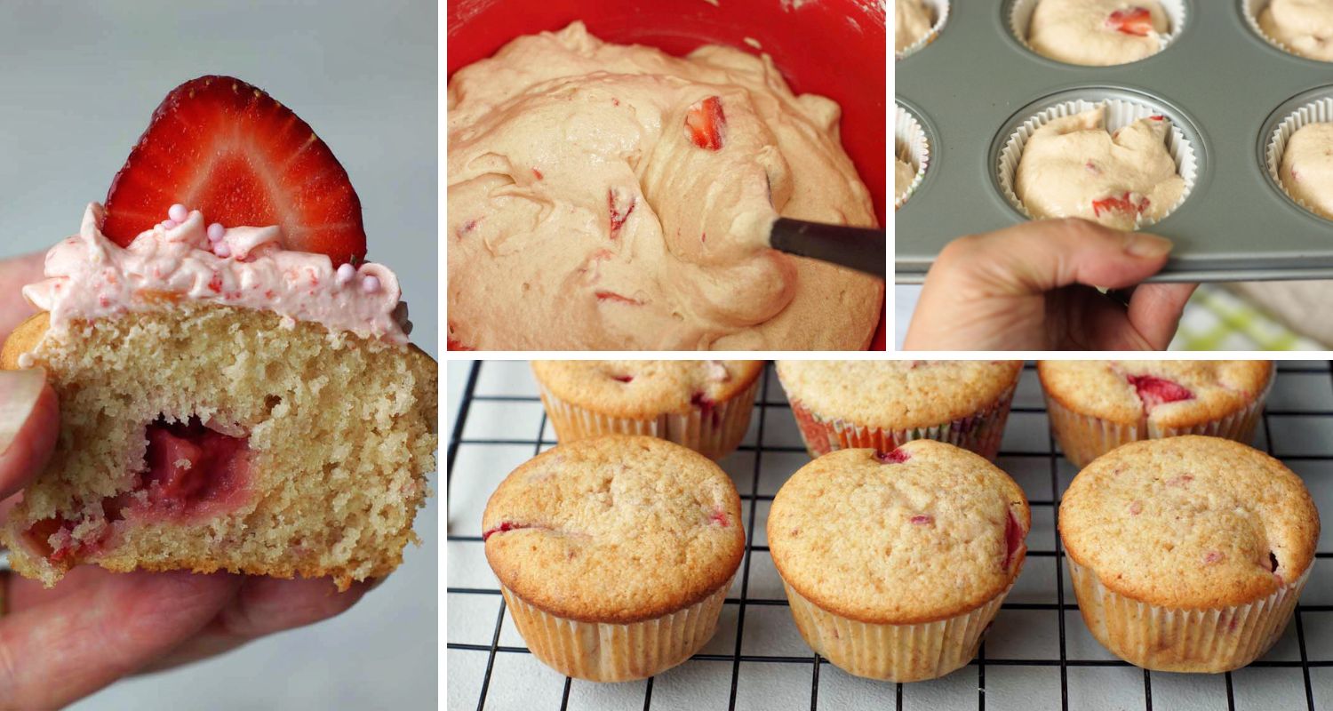 Zubereitung der Strawberry Cupcakes - Erdbeertörtchen