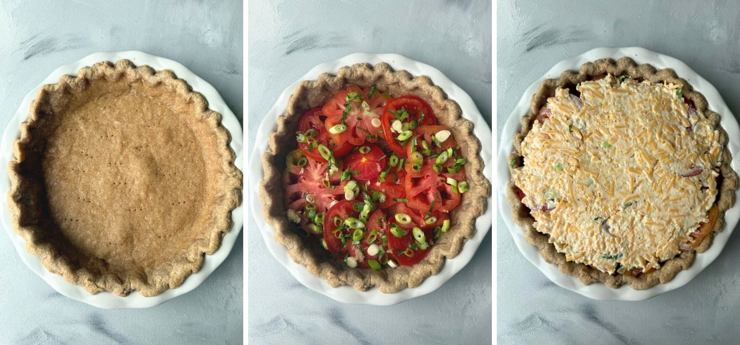 Zubereitung des Tomato Pie aus den USa
