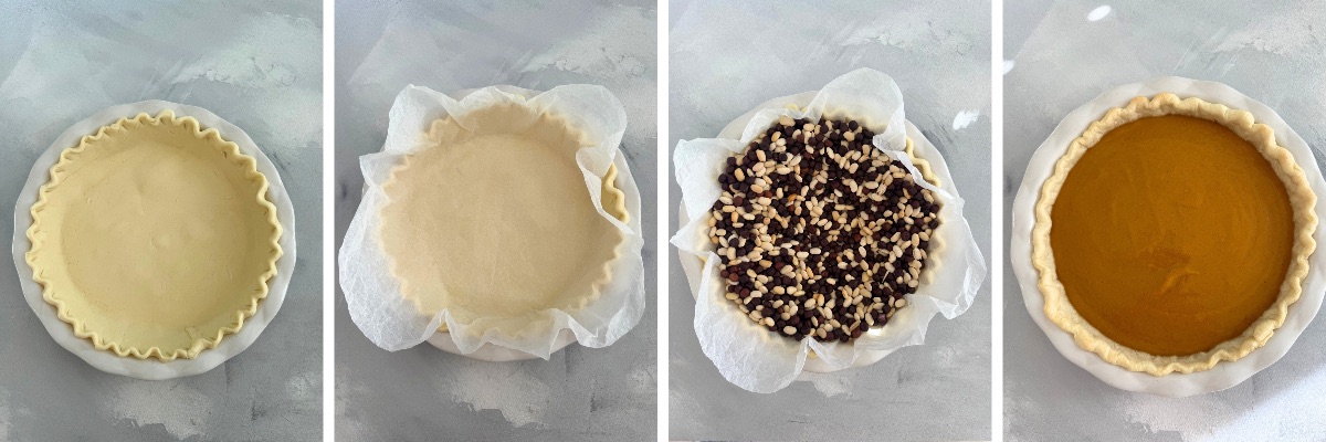 Blindbacken vom Teigboden für Pumpkin Pie